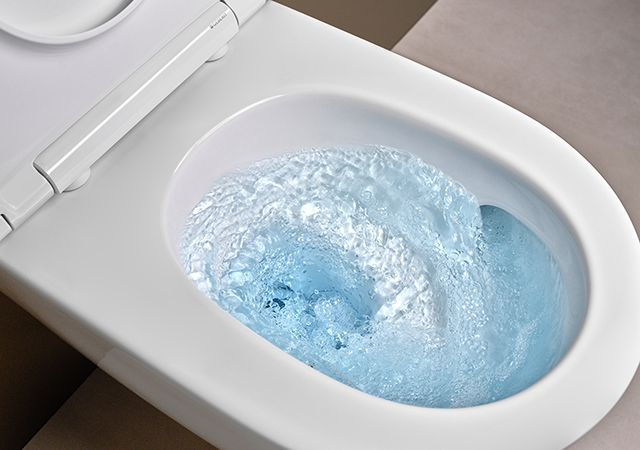 Geberit Acanto … the entire water path from the cistern via the toilet to the drain has been optimised.